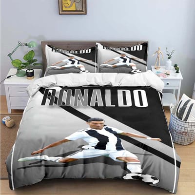 Mode Voetbalster R-Ronaldo Print Beddengoed Set Dekbedovertrek Dekbed Bed Jeugd Kinderen Meisjes Jongens Luxe Verjaardagscadeau 150*200cm 3pcs