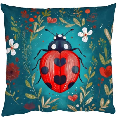Sierkussens - Kussentjes Woonkamer - 50x50 cm - Bloemen - Lieveheersbeestje - Hartje - Rood
