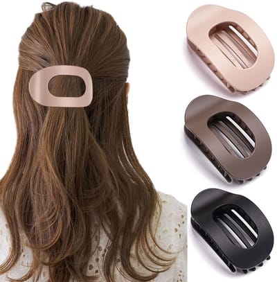 Dailygoods - BelleVive 3 stuks platte haarklemmen voor dik en dun haar - matte eendenbekkenvorm in groot