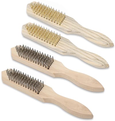 Set van 4 metalen borstels voor het verwijderen van verf, roest en vuil - ideaal voor schuur- en schoonmaakwerkzaamheden