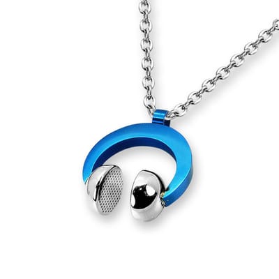 Amanto Ketting Emlyn Blue - 316L Staal - Koptelefoon - 26x31mm - 60cm