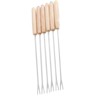 6 fourchettes à fondue en acier inoxydable, bâtonnets à fondue au fromage, bâtonnets à smore avec manche en bois, résistants à la chaleur pour le chocolat