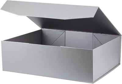 Grote Geschenkdoos - Opbergdoos Luxe - Cadeau Presenteren - Sterke Magnetische Sluiting - 40 x 30 x 13 cm - Zilvergrijs