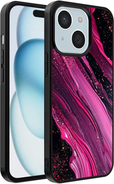Smartphonica Telefoonhoesje geschikt voor iPhone 15 met marmer opdruk - TPU backcover case marble design - Paars Roze geschikt voor iPhone 15