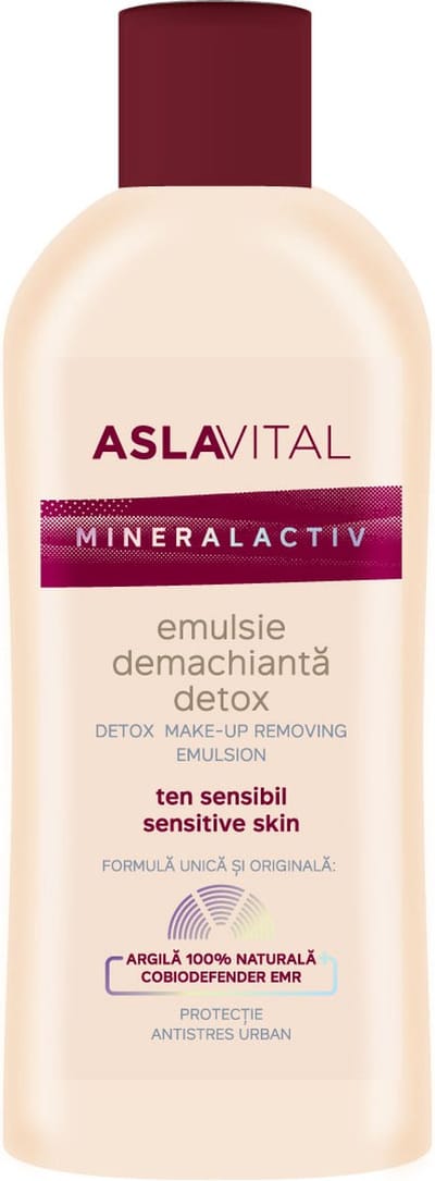 Aslavital Detox Reinigende Emulsie Mineralactiv - Stedelijke stressbescherming - Unieke en originele formule met 100% natuurlijke klei en Cobiodefender EMR - Hypoallergeen product - voor de gevoelige huid 150ml