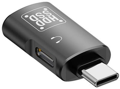 USB-C Male naar USB-C Female + USB 3.0 Female adapter connector - geschikt voor headset - voo o.a. laptop en telefoon - zwart