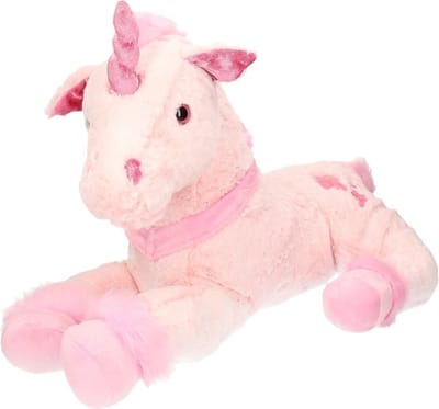 Inware Pluche eenhoorn knuffel - lichtroze - 62 cm - grote unicorn - Cadeau