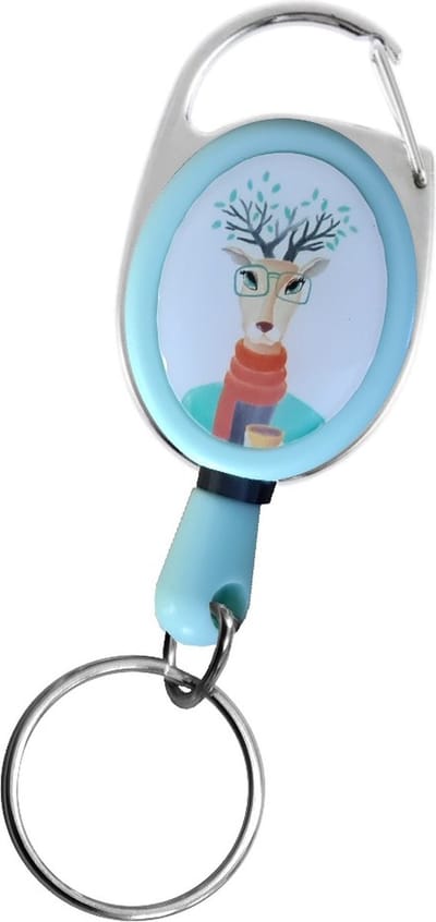 Fako Bijoux - Uittrekbare Sleutelhanger Met Koord - Rolspeld - Yoyo - Jojo - Skipashouder - Nylon - 36x56mm - Groen - Hert