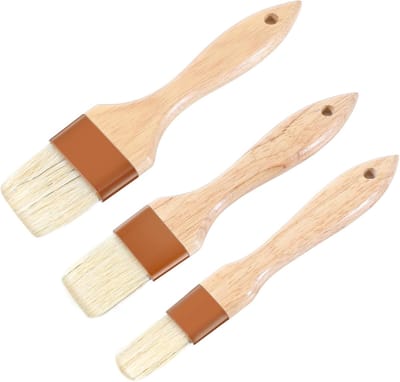 cobee 3 stuks bakkwasten, hout, BBQ-borstel, natuurlijke haren, keukenkwast, oliekwast, broodborstel, grillkwast, kookkwast voor grillen, roeren, koken, saus, marinade (stijl 1)