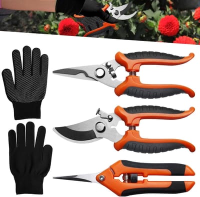 Professionele Tuinscharen Set van 3 Stuks met Tuinhandschoenen, Ideaal voor Planten, Bloemen en Bonsai Knippen