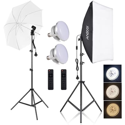 Andoer Studio Fotografie Light Kit Softbox Verlichtingsset met 85W Tweekleurige Lampen *2 + 50x70cm AU white