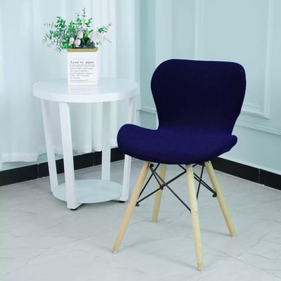 1 stuks Effen Kleur Vlinder Stoelhoes Stretch Gebogen Eetkamerstoelhoes Keuken Hotel Stoelhoezen Duurzame Stoel Beschermhoes 1pcs chair cover marineblauwe kleur