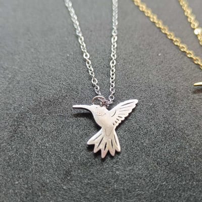 Gading® dames ketting met vogel-RVS ketting met hanger-zilverkleurig- 46+5cm