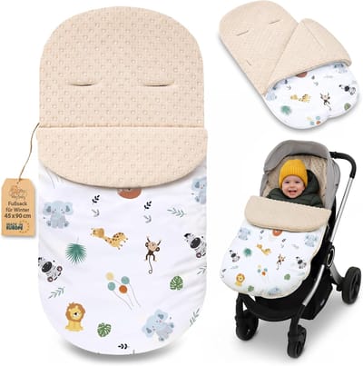 Voetenzak Kinderwagen - Baby Omslagdeken - Winterse Wandelingen - Waterdicht Minky Materiaal - 90x45 cm - Safari