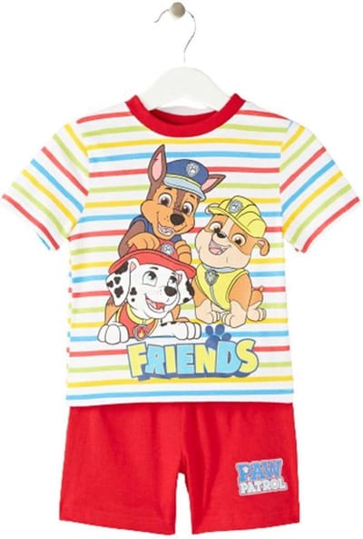 Paw Patrol Nickelodeon Short Pyjama met streepjes. Maat 128 cm / 8 jaar.