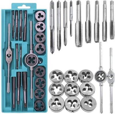 Dailygoods- Schroefdraadsnijders Set 20-delig - Schroefboor Gereedschap - M3/M12 Gewindeschneider - Hoogprecisie Gereedschapsset - Duurzaam Koolstofstaal - Premium Spanklemmen - Gewindeboorset