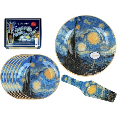 Carmani "Sterrennacht" schaal & 6 schoteltjes - Van Gogh collectie