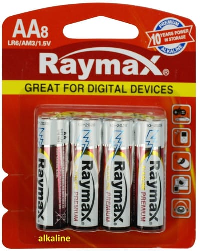 Raymax Krachtige AA batterijen - Alkaline - Langdurig - 8 stuks