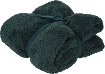 H&S Fleece deken/dekentje/plaid - polyester - donkergroen - 130 x 170 cm