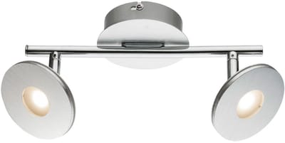 Plafondspot zwenkbare spot strip 2 vlammen spot zilver, aluminium opaal, LED 6W 420Lm warm wit, HxD 14,2x25,4 cm