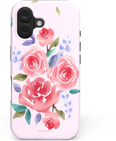 Casetastic hoesje geschikt voor Apple iPhone 16 - MagSafe - Dubbellaagse bescherming - Aquarel pracht - Fashion Case - Lichtroze Lavendel