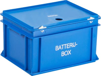 Batterijbox 20 liter 400x300x235 mm blauw met 1 gat