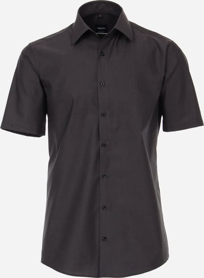 VENTI modern fit overhemd - korte mouw - popeline - grijs - Strijkvriendelijk - Boordmaat: 41