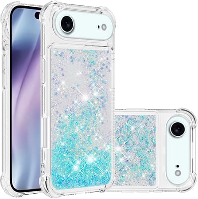 Coverup Hoesje - Geschikt voor iPhone Air Hoesje - Coverup Liquid Glitter Back Cover - Blauw