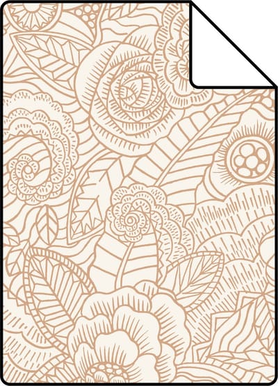 Proefstaal ESTAhome behang bloemtekeningen beige - 26.5 x 21 cm - 139547-S