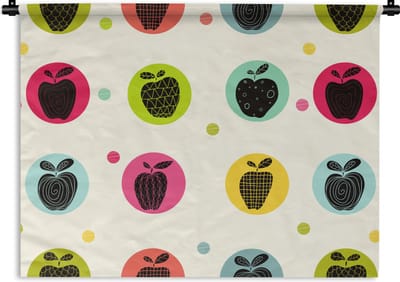 Wandkleed - Wanddoek - Appel - Stippen - Patroon - 60x45 cm - Wandtapijt