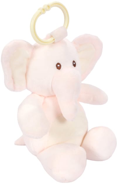 PIA Soft Toys - Pluche olifant - roze - 25 cm - ophangring - rammelaar