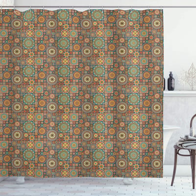 ABAKUHAUS Douchegordijn – Oosterse folklore – 175x180 cm – oranje