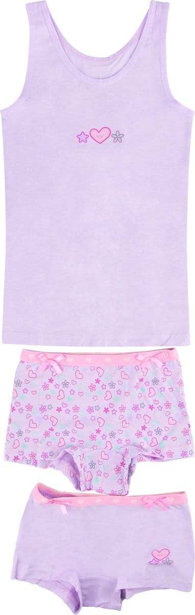 Funderwear meisjes ondergoed meisjes setje - Sweetheart - Boxershorts en hemd setje meisjes - Katoen - 110 - Lila