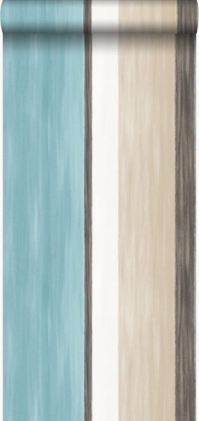 Origin Wallcoverings behang strepen turquoise en beige - 53 cm x 10.05 m - 346929