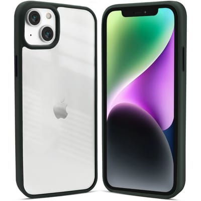 Coverzs telefoonhoesje geschikt voor Apple iPhone 13 hoesje - doorzichtig acryl telefoonhoesje met gekleurde silicone rand - optimale bescherming - groen