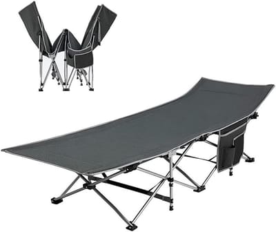 Campingbed - Opvouwbaar bed - Buiten slapen - Stabiele constructie - 75 inch - Zwart