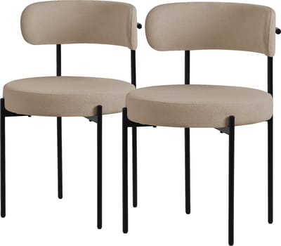 Eetkamerstoel set van 2 met teddy stof met rugleuning bruin Keukenstoel ML-Design