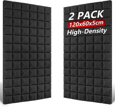 Akoestisch schuim, 120 x 60 x 5 cm, geluidsdichte schuimpanelen, brandwerende paddenstoelpanelen met hoge dichtheid, voor studio, kantoor, thuisbioscoop, geluids- en echo-bediening, 2 stuks