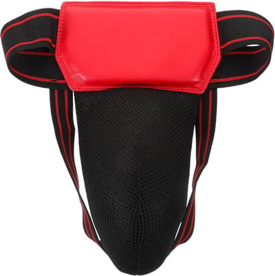Kruisbeschermer - Onderbroek beschermer - Vechtsport training - Ademend en lichtgewicht - 28x18x7cm - Zwart en rood