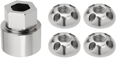 Dailygoods- Anti-diefstal Moer Set - Roestvrij Staal - M8 Schroefdraad - 4 Gaten - 4 Moeren/1 Slot - Duurzaam en Corrosiebestendig - Beveiligingsmoer