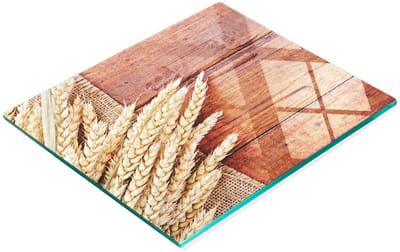 Gehard multifunctioneel decoratief bord van glas met tarwemotief, 60x52 cm