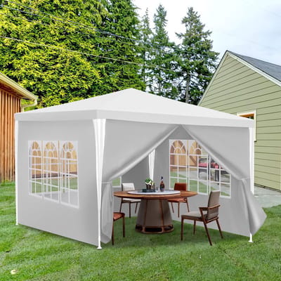 Tuinpaviljoen - Partytent - Buitenfeesten - Afneembare zijdelen - 3 x 3 meter - Wit