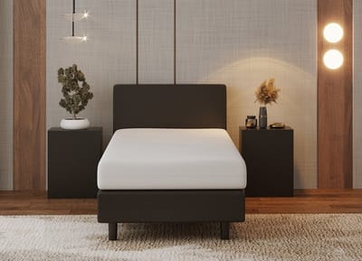 Nessa® - 90x190 Boxspring Bjorn - Zwart PU Skin Leder - Inclusief 20cm dik HR45 Koudschuim Comfort matras