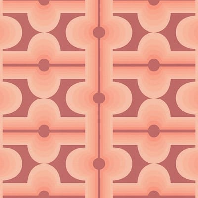 Retro behang Profhome 395332-GU vliesbehang hardvinyl warmdruk in reliëf licht gestructureerd met geometrische vormen mat rood zalmrood bruin pasteloranje 4,5 m2