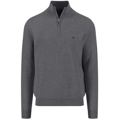 Fynch-Hatton Trui Troyer Zip Fine Allover Texture Steel / male