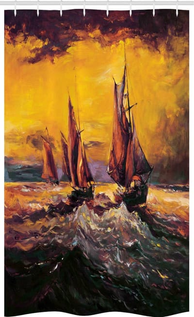 ABAKUHAUS Douchegordijn 120x180 cm – Geel-oranje, Stof, 12 Haken