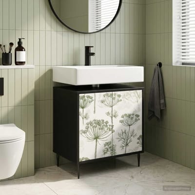 vidaXL - Badkamerkast - GOTHA - Zwart - eiken - 60 - x - 40 - x - 61 - cm - Bewerkt - hout