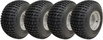 18x9.50-8 ATV-noppenbanden gemonteerd op een velg met 4 bouten en een PCD van 4 inch: Wanda P322 (set van 4)