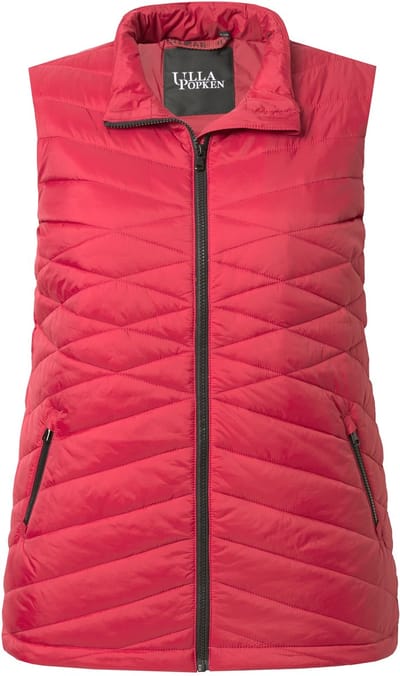 Ulla Popken - Dames - HYPRAR functionele doorgestikte bodywarmer waterafstotend - Robijnrood - Maat 46+
