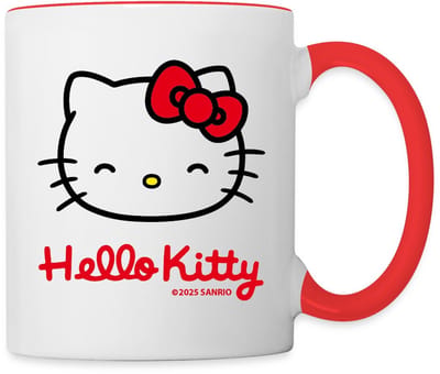 Hello Kitty Lacht Met Hello Kitty-Letters Mok Tweekleurig